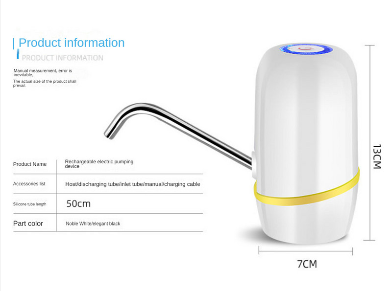 USB punjivi dozator vode, električni uređaj za pumpanje, pametni bežični uređaj za upijanje vode, električna mineralna pumpa za piće