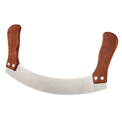 Nerūdijančio plieno medinės rankenos sūpynės pjaustytuvas su dviguba rankena picos pjaustytuvo ratukas peilis pjūklo danties kastuvas virtuvės kepimo grandiklis