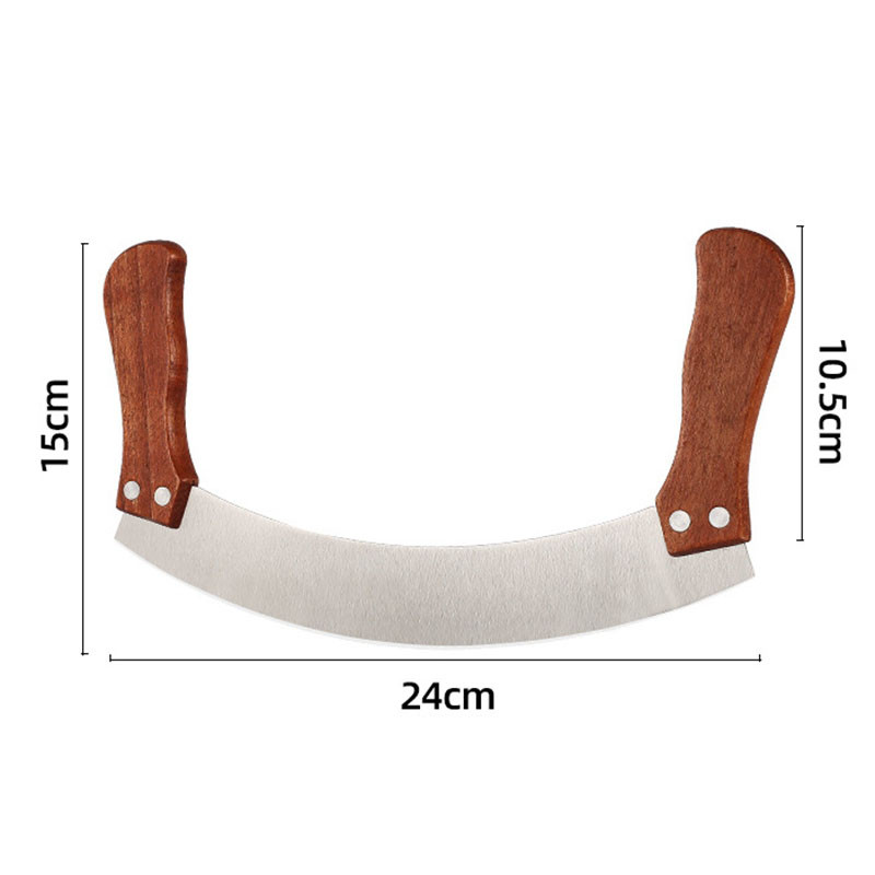 Nerūdijančio plieno medinės rankenos sūpynės pjaustytuvas su dviguba rankena picos pjaustytuvo ratukas peilis pjūklo danties kastuvas virtuvės kepimo grandiklis