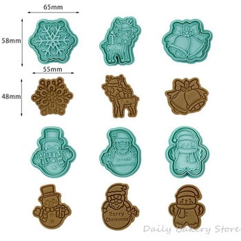6 бр./компл. Мухъл за щамповане на коледни бисквитки Карикатура Дядо Коледа Снежинка Форма за бисквитки Новогодишно парти Фондан Инструмент за декориране на торти