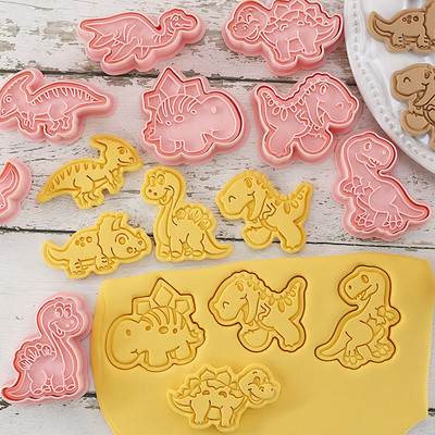 8 buc/set tăietori pentru prăjiturele tip dinozaur cu ștampile pentru biscuiți, patiserie, produse de copt, forme pentru prăjituri, accesorii de bucătărie