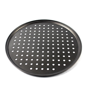Незалепващи тави за пица от въглеродна стомана Тава за печене с дупки Кръгла дълбока чиния за чинии Bakewave Mold Фурна Домашни кухненски инструменти