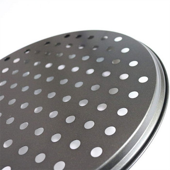 Незалепващи тави за пица от въглеродна стомана Тава за печене с дупки Кръгла дълбока чиния за чинии Bakewave Mold Фурна Домашни кухненски инструменти