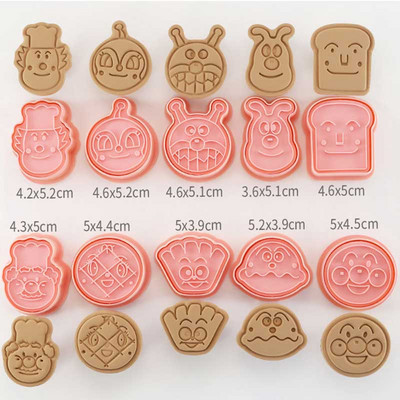 Anpanman 8 τεμαχίων σετ σχήματος Κόφτες μπισκότων Φοντάν Κόφτης Πλαστική φόρμα για μπισκότα DIY ζαχαροπλαστικής ζαχαροπλαστικής διακόσμησης ψησίματος Εργαλεία μαγειρέματος