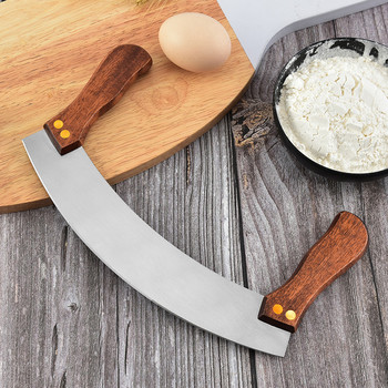 Нож за пица от неръждаема стомана Nougat Дръжка Swing Cutter Scraper Double Bing Cutter Инструмент за печене Cut cookies Кухненски съдове за печене
