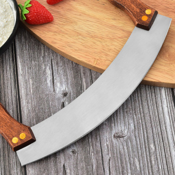 Нож за пица от неръждаема стомана Nougat Дръжка Swing Cutter Scraper Double Bing Cutter Инструмент за печене Cut cookies Кухненски съдове за печене