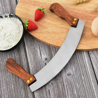 Нож за пица от неръждаема стомана Nougat Дръжка Swing Cutter Scraper Double Bing Cutter Инструмент за печене Cut cookies Кухненски съдове за печене