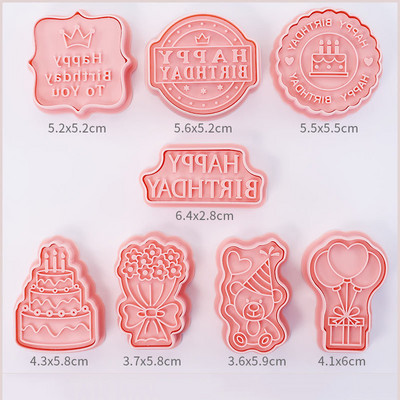 8 τεμάχια/σετ κόφτες μπισκότων Πλαστικά τρισδιάστατα χαριτωμένα κινούμενα σχέδια φόρμα μπισκότων που πιέζεται με σφραγίδα μπισκότων κουζίνας ζαχαροπλαστικής ψησίματος