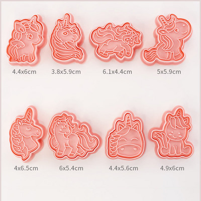 8 τεμάχια/σετ κόφτες μπισκότων Πλαστικά τρισδιάστατα χαριτωμένα κινούμενα σχέδια φόρμα μπισκότων που πιέζεται με σφραγίδα μπισκότων κουζίνας ζαχαροπλαστικής ψησίματος