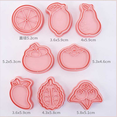 8 tk/komplekt lillekujulised küpsiselõikurid 3D plastist küpsisevormid küpsisetempel DIY fondant koogivorm Köök Küpsetuskondiitritooted Küpsetusnõud