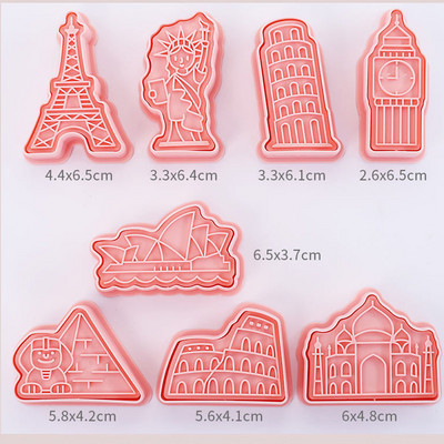 8 tk/komplekt lillekujulised küpsiselõikurid 3D plastist küpsisevormid küpsisetempel DIY fondant koogivorm Köök Küpsetuskondiitritooted Küpsetusnõud