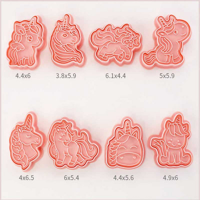 8 tk/komplekt lillekujulised küpsiselõikurid 3D plastist küpsisevormid küpsisetempel DIY fondant koogivorm Köök Küpsetuskondiitritooted Küpsetusnõud