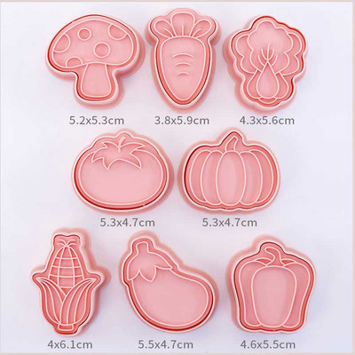 8 tk/komplekt lillekujulised küpsiselõikurid 3D plastist küpsisevormid küpsisetempel DIY fondant koogivorm Köök Küpsetuskondiitritooted Küpsetusnõud