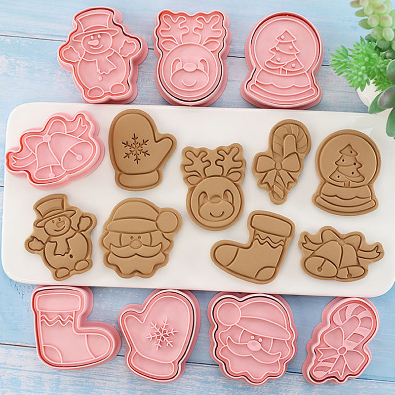 8db/szett kekszforma karácsonyi Mikulás jávorszarvas kristálygömb alakú sütibélyegző sütivágó cukormáz fondant tortadíszítő eszköz