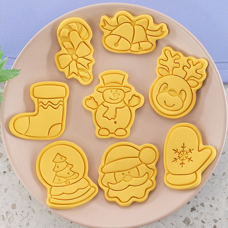 8db/szett kekszforma karácsonyi Mikulás jávorszarvas kristálygömb alakú sütibélyegző sütivágó cukormáz fondant tortadíszítő eszköz