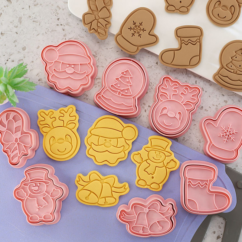 8db/szett kekszforma karácsonyi Mikulás jávorszarvas kristálygömb alakú sütibélyegző sütivágó cukormáz fondant tortadíszítő eszköz