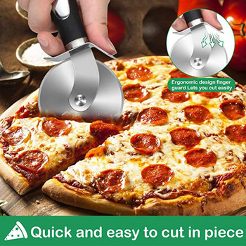 Premium ανοξείδωτο ατσάλι Κουζίνα Κόφτης πίτσας Εργαλεία διακομιστή με ρόδα