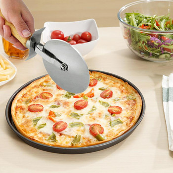 1PC Нож за пица Резачка за пица от хранителна неръждаема стомана Инструмент за торта Кръгъл ролков нож за пайове Вафли Тесто Бисквитки Кухненски инструмент