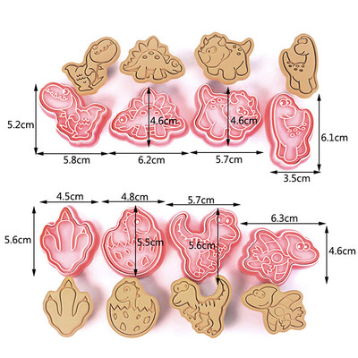 27 stiili Küpsiselõikurid Plastikust 3D dinosauruse kujuga multifilm Vajutatav biskviitvorm Küpsisetempel Köök Küpsetamine Kondiitritooted Küpsetusnõud