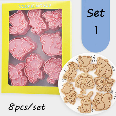 27 stiili Küpsiselõikurid Plastikust 3D dinosauruse kujuga multifilm Vajutatav biskviitvorm Küpsisetempel Köök Küpsetamine Kondiitritooted Küpsetusnõud