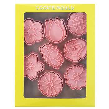 8 τμχ/σετ Κόφτες μπισκότων σε σχήμα λουλουδιών 3D Πλαστική φόρμα μπισκότων Σφραγίδα μπισκότων DIY Φοντάν Φόρμα κέικ Κουζίνα Ψήσιμο Ζαχαροπλαστικής