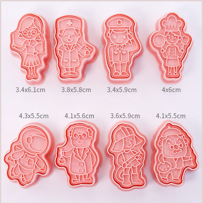 8db/készlet Virág formájú süteményvágók 3D műanyag kekszforma sütibélyegző barkácsolás fondant tortaforma konyhai sütés péksütemény pékáru