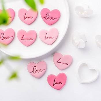 3Styles Love Letter Biscuit Fondant Embosser Stamp Mold Cookie Cutters σε σχήμα καρδιάς Διακόσμηση τούρτας για την ημέρα του Αγίου Βαλεντίνου