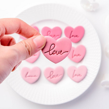 3Styles Love Letter Biscuit Fondant Embosser Stamp Mold Cookie Cutters σε σχήμα καρδιάς Διακόσμηση τούρτας για την ημέρα του Αγίου Βαλεντίνου