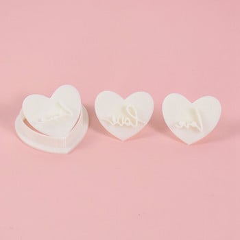 3Styles Love Letter Biscuit Fondant Embosser Stamp Mold Cookie Cutters σε σχήμα καρδιάς Διακόσμηση τούρτας για την ημέρα του Αγίου Βαλεντίνου