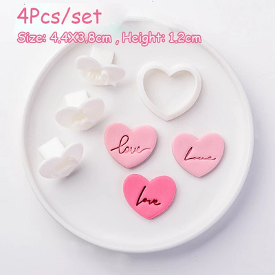 3Styles Love Letter Biscuit Fondant Embosser Stamp Mold Cookie Cutters σε σχήμα καρδιάς Διακόσμηση τούρτας για την ημέρα του Αγίου Βαλεντίνου