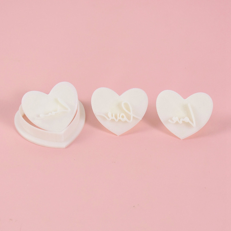 3Styles Love Letter Biscuit Fondant Embosser Stamp Mold Cookie Cutters σε σχήμα καρδιάς Διακόσμηση τούρτας για την ημέρα του Αγίου Βαλεντίνου