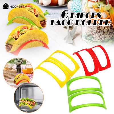 6db Taco Rack In Pie Tools Műanyag tartós mexikói palacsintatartó tálca Taco tartó Konyhai kellékek Protector élelmiszer raklap tartó