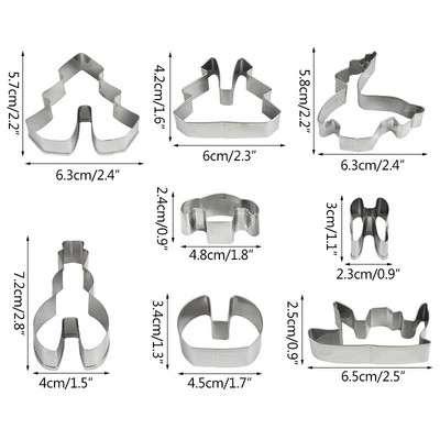 8 tk 3D jõuluküpsise lõikur roostevabast terasest lõigatud kommide küpsisevormi toiduvalmistamise tööriistad isetegemise jõulukaunistused kodus uusaastaks