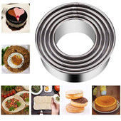 5 τμχ Σετ Κόφτες Μπισκότων Στρογγυλός Κόφτης Μπισκότων Φόρμα για τηγανίτες από ανοξείδωτο ατσάλι Περιτύλιγμα Φόρμα μπισκότου Φόρμα μπισκότων Αγγλικό δαχτυλίδι για μάφιν