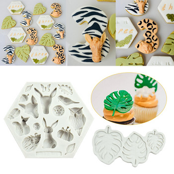 Forest Lion Animal Cookie Mould Turtle Leaves Fondant Biscuit Stamp Mold For Kids Jungle Birthday Hawaii Party Baking Cake Decor