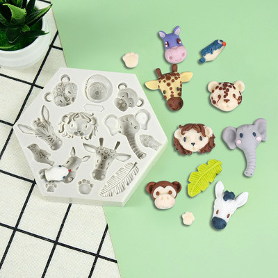Leu de pădure Mucegai pentru prăjituri cu animale, frunze țestoase, matriță pentru ștampila pentru biscuiți, pentru copii, junglă, ziua de naștere, petrecere, coacere, decor tort