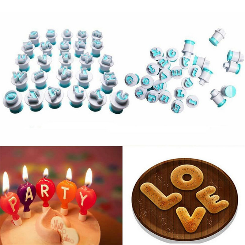 26 tähestiku numbrit Fondant koogi kaunistuskomplekt küpsise küpsisevormi trükkimine survejäätis lõikur vorm