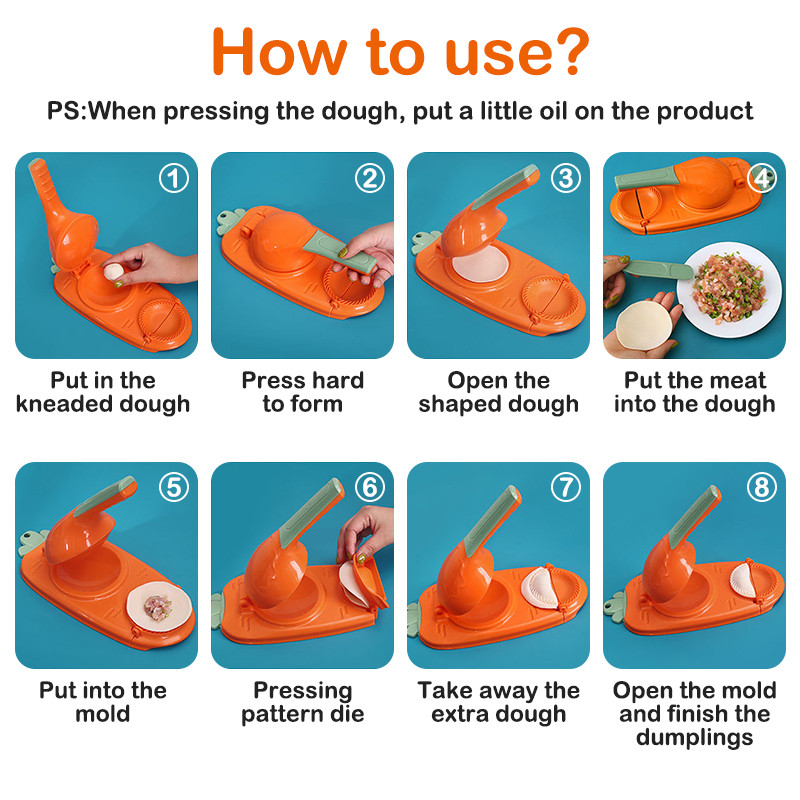 2-ühes käsitsi pelmeenide pasta valmistamise tööriist Kaasaskantav pelmeeninaha artefakt DIY masinapakendite taignavormid köögiklimpide valmistamise tööriist
