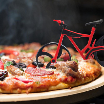 Ново велосипедно колело за рязане на пица незалепващо двойни колела за рязане Велосипед за рязане на пица от неръждаема стомана за любителите на пица празнична ваканция