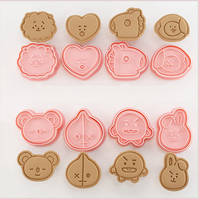 8 бр./компл. Сладки резачки за бисквитки Пластмасови 3D анимационни форми за бисквити, щампа за бисквитки Кухненско печене на сладкиши Инструменти за печене