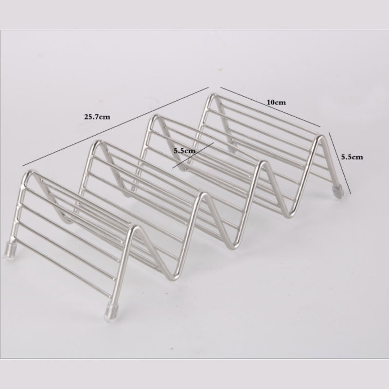 Roostevabast terasest Taco hoidikud Mehhiko toidu kõva alus, mis hoiab pehmeid kestasid lainekujuline köögitööriist restorani toidu väljapanek