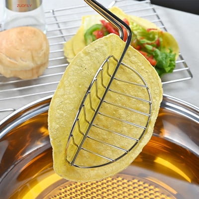 Taco Shell Maker Press Tortilla Fryer Fryer Tong Plated Steel Rack Creative Food Clip Pancake Clamp Ανθεκτικό εργαλείο ζαχαροπλαστικής ψησίματος