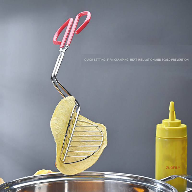Taco Shell Maker Press Tortilla Fryer Fryer Tong Plated Steel Rack Creative Food Clip Pancake Clamp Ανθεκτικό εργαλείο ζαχαροπλαστικής ψησίματος