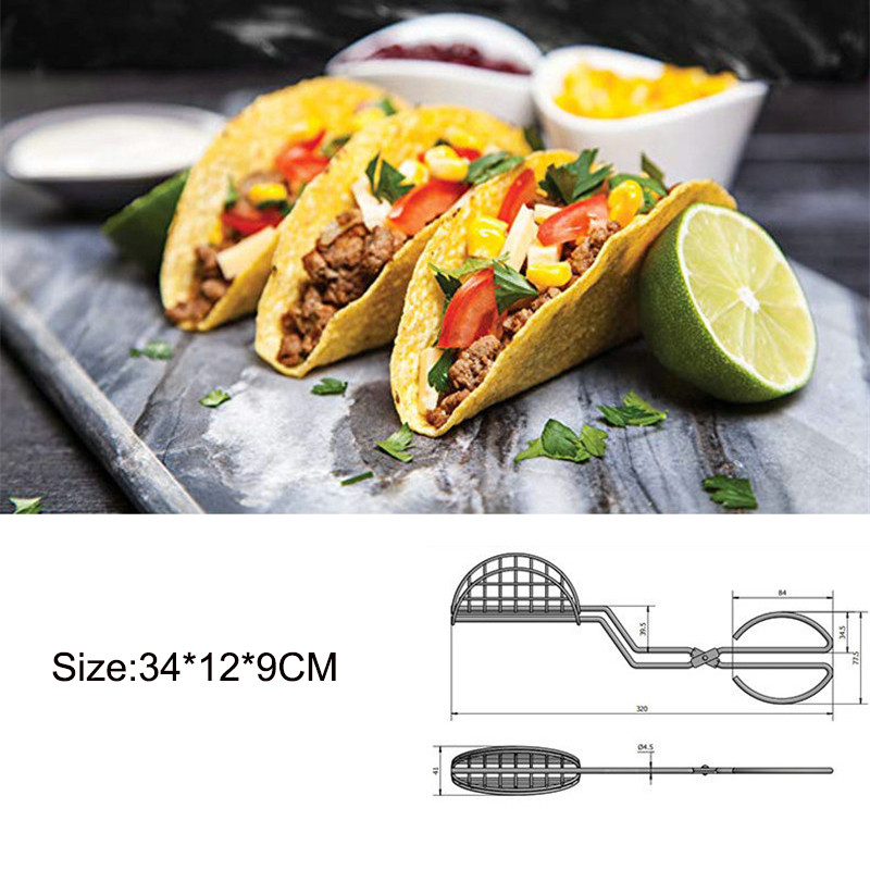 Taco Shell Maker Press Tortilla Fryer Fryer Tong Plated Steel Rack Creative Food Clip Pancake Clamp Ανθεκτικό εργαλείο ζαχαροπλαστικής ψησίματος