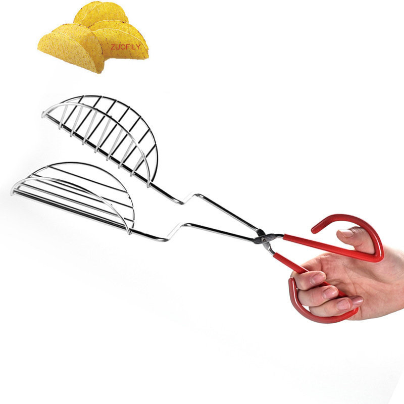 Taco Shell Maker Press Tortilla Fryer Fryer Tong Plated Steel Rack Creative Food Clip Pancake Clamp Ανθεκτικό εργαλείο ζαχαροπλαστικής ψησίματος
