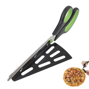Ножици за пица Нож за пица Инструмент за рязане на пица от неръждаема стомана с подвижна шпатула Инструмент за печене Кухненски аксесоари