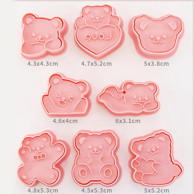 8 bucăți/set Forme pentru prăjituri de Crăciun 3D de desene animate presabile pentru biscuiți de Crăciun matriță din rășină pentru prăjituri de bucătărie, coacere, patiserie, instrument de copt