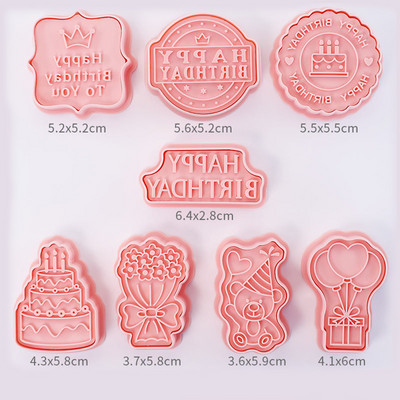 8 bucăți/set Forme pentru prăjituri de Crăciun 3D de desene animate presabile pentru biscuiți de Crăciun matriță din rășină pentru prăjituri de bucătărie, coacere, patiserie, instrument de copt