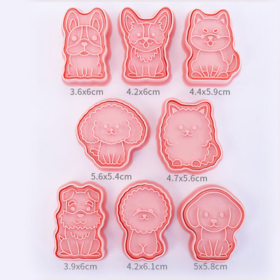 8 bucăți/set Forme pentru prăjituri de Crăciun 3D de desene animate presabile pentru biscuiți de Crăciun matriță din rășină pentru prăjituri de bucătărie, coacere, patiserie, instrument de copt