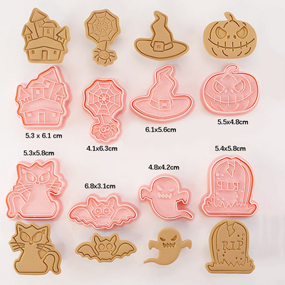 8 bucăți/set Forme pentru prăjituri de Crăciun 3D de desene animate presabile pentru biscuiți de Crăciun matriță din rășină pentru prăjituri de bucătărie, coacere, patiserie, instrument de copt